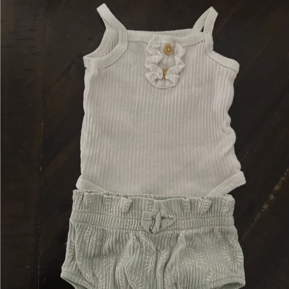 Charming White and Light Green Diaper Cover Set